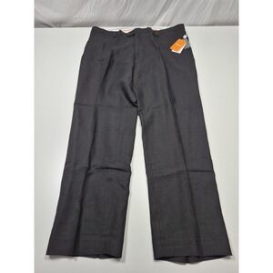 Inserch Linen Dress Pants Mens 44x33 Black Flat Front Straight Italy NWT